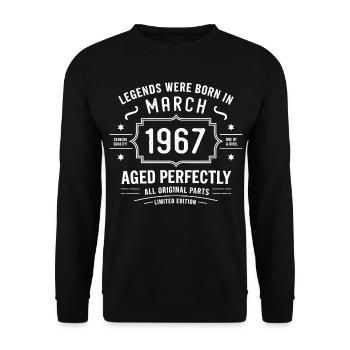 Legendary since March 59, 1967 Birthday March 1967 - Unisex Sweatshirt - black - Front - Alina (178cm) & Michal (187cm)