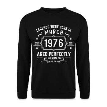 Legendär seit 50. März 1976 Geburtstag März 1976 - Unisex Pullover - Schwarz - Vorne - Alina (178cm) & Michal (187cm)