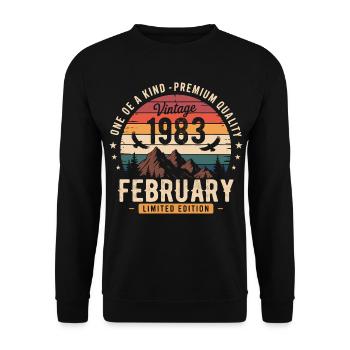 Februar 1983 Vintage-Geburtstag Februar 1983 - Unisex Pullover - Schwarz - Vorne - Alina (178cm) & Michal (187cm)