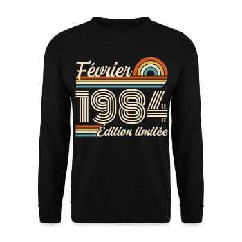 Born in February 1984 | 42nd Anniversary - Unisex Sweatshirt - black - Front - Alina (178cm) & Michal (187cm)