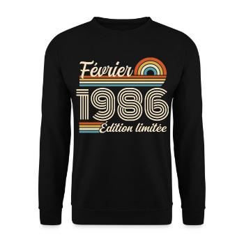 Born in February 1986 | 40th Anniversary - Unisex Sweatshirt - black - Front - Alina (178cm) & Michal (187cm)