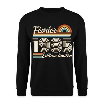 born in February 1985 | 41st Anniversary - Unisex Sweatshirt - black - Front - Alina (178cm) & Michal (187cm)