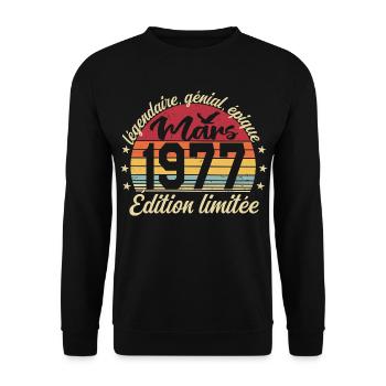 March 1977 49 Years Birthday Gift March 1977 - Unisex Sweatshirt - black - Front - Alina (178cm) & Michal (187cm)