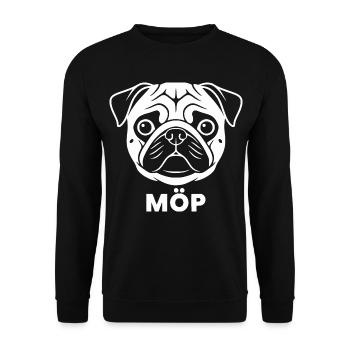 Moos Gesicht mit MÖP Schriftzug  - Unisex Pullover - Schwarz - Vorne - Alina (178cm) & Michal (187cm)