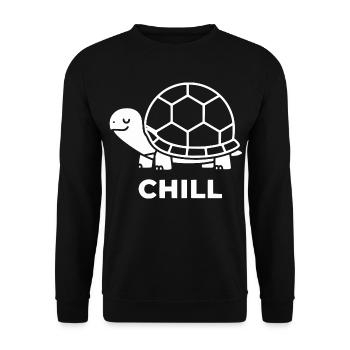 Chill Schildkröte Linienkunst - Unisex Pullover - Schwarz - Vorne - Alina (178cm) & Michal (187cm)