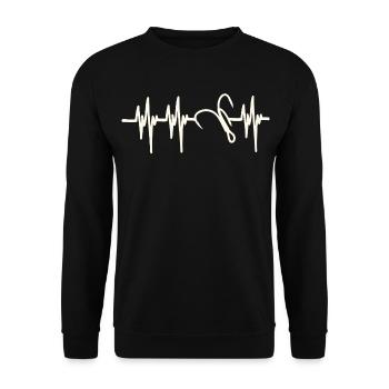 Heartbeat Angelhaken - Unisex Pullover - Schwarz - Vorne - Alina (178cm) & Michal (187cm)