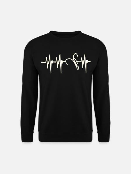 Heartbeat Fish Hook - Unisex Sweatshirt - black
