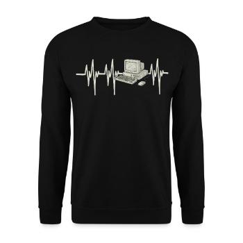 Heartbeat Computer - Unisex Sweatshirt - black - Front - Alina (178cm) & Michal (187cm)