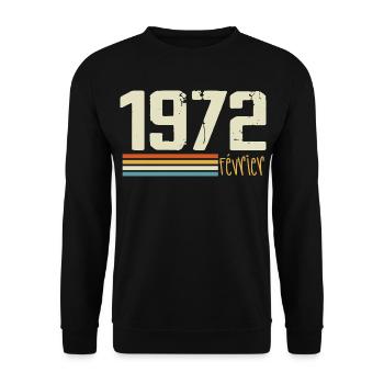 Februar 1972 – Februar 1972 Jubiläum 1972 - Unisex Pullover - Schwarz - Vorne - Alina (178cm) & Michal (187cm)
