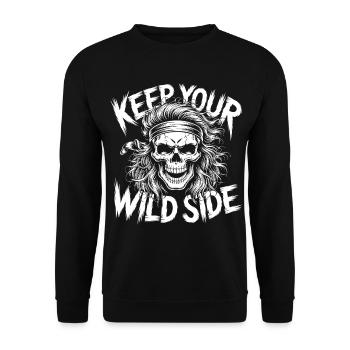 Conception du crâne du côté sauvage - Sweat-shirt Unisexe - noir - Devant - Alina (178cm) & Michal (187cm)