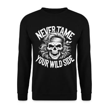 Conception du crâne du côté sauvage - Sweat-shirt Unisexe - noir - Devant - Alina (178cm) & Michal (187cm)