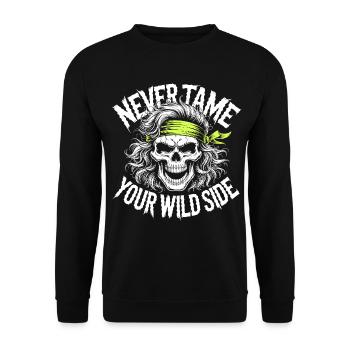 Neon Skull Rebel Bandana Art - Unisex Pullover - Schwarz - Vorne - Alina (178cm) & Michal (187cm)