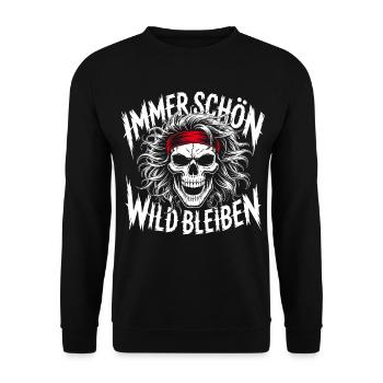 Always Stay Wild Skull Design - Unisex Sweatshirt - black - Front - Alina (178cm) & Michal (187cm)