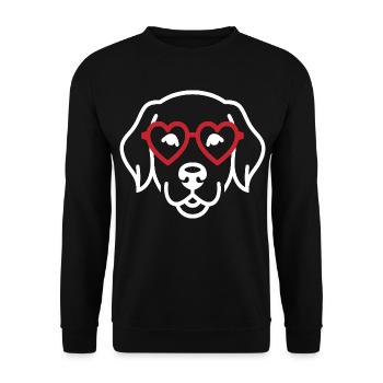 Dog with Heart Glasses Line Art Motif - Unisex Sweatshirt - black - Front - Alina (178cm) & Michal (187cm)