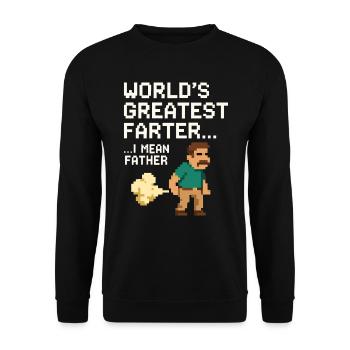 Funny Father's Day T-Shirt for Gamer Dad Pixel Art - Unisex Sweatshirt - black - Front - Alina (178cm) & Michal (187cm)