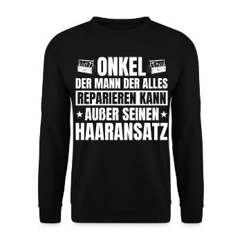 Uncle Artisan Bald Hairline Funny - Unisex Sweatshirt - black - Front - Alina (178cm) & Michal (187cm)