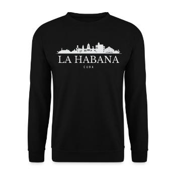Skyline von Havanna, Havanna, Kuba - Unisex Pullover - Schwarz - Vorne - Alina (178cm) & Michal (187cm)