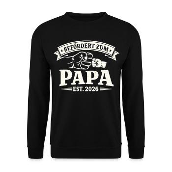 Dad promoted to proud father in 2026 - Unisex Sweatshirt - black - Front - Alina (178cm) & Michal (187cm)