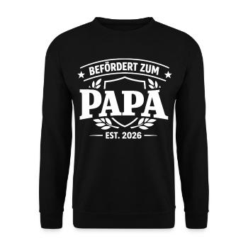 Papa Est 2026 Promotion Dad-to-be - Unisex Sweatshirt - black - Front - Alina (178cm) & Michal (187cm)