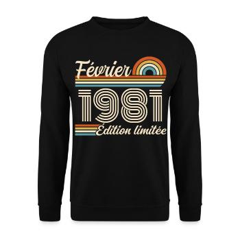 Februar 1981 - Unisex Pullover - Schwarz - Vorne - Alina (178cm) & Michal (187cm)