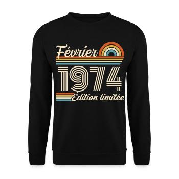 February 1974 - Unisex Sweatshirt - black - Front - Alina (178cm) & Michal (187cm)