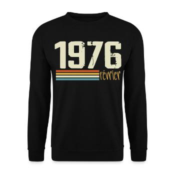 Februar 1976 – Februar 1976 Jubiläum 1976 - Unisex Pullover - Schwarz - Vorne - Alina (178cm) & Michal (187cm)