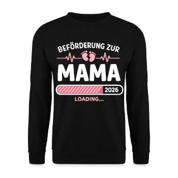 Mama 2026 Loading Beförderung Geschenk - Unisex Pullover - Schwarz - Vorne - Alina (178cm) & Michal (187cm)