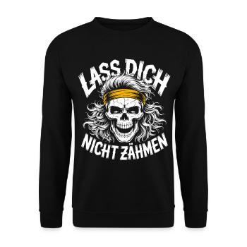 Skull with headband rebel look - Unisex Sweatshirt - black - Front - Alina (178cm) & Michal (187cm)