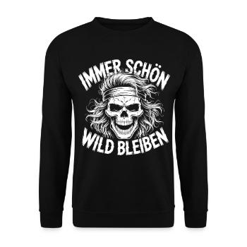 Crâne Toujours Reste Sauvage - Sweat-shirt Unisexe - noir - Devant - Alina (178cm) & Michal (187cm)
