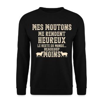 My sheep make me happy Humor breeder - Unisex Sweatshirt - black - Front - Alina (178cm) & Michal (187cm)