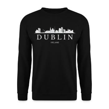 Skyline von Dublin, Dublin, Irland - Unisex Pullover - Schwarz - Vorne - Alina (178cm) & Michal (187cm)