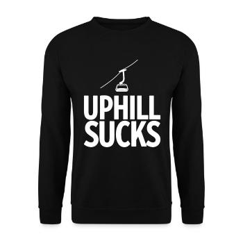 Uphill Sucks Chairlift Winter Sports Statement - Unisex Sweatshirt - black - Front - Alina (178cm) & Michal (187cm)