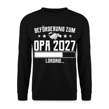 Promotion to Grandpa 2027 Loading Gift - Unisex Sweatshirt - black - Front - Alina (178cm) & Michal (187cm)