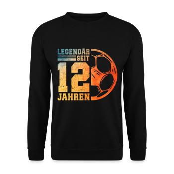 12e anniversaire 12 ans Football des enfants - Sweat-shirt Unisexe - noir - Devant - Alina (178cm) & Michal (187cm)
