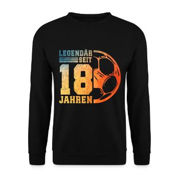 18th Birthday Football 18 Years Young Boys - Unisex Sweatshirt - black - Front - Alina (178cm) & Michal (187cm)