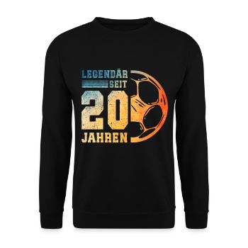 20th Birthday Football 20 Years Young Man - Unisex Sweatshirt - black - Front - Alina (178cm) & Michal (187cm)