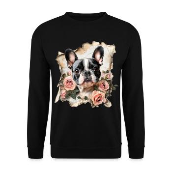 French Bulldog - Unisex Sweatshirt - black - Front - Alina (178cm) & Michal (187cm)