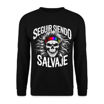 Wild Side Skull - Unisex Pullover - Schwarz - Vorne - Alina (178cm) & Michal (187cm)
