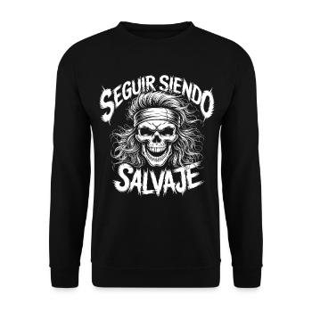 Wild Side Skull - Unisex Pullover - Schwarz - Vorne - Alina (178cm) & Michal (187cm)