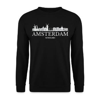 Silhouette d’Amsterdam, Amsterdam Pays-Bas - Sweat-shirt Unisexe - noir - Devant - Alina (178cm) & Michal (187cm)
