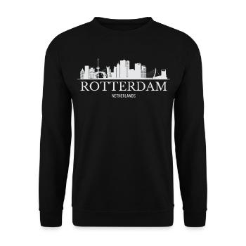 Rotterdam Skyline, Rotterdam Pays-Bas - Sweat-shirt Unisexe - noir - Devant - Alina (178cm) & Michal (187cm)