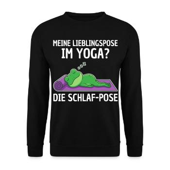Yoga Frog Favorite Pose Sleeping - Unisex Sweatshirt - black - Front - Alina (178cm) & Michal (187cm)