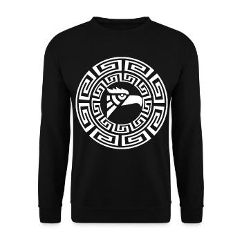 Weißer Adler-Emblem - Unisex Pullover - Schwarz - Vorne - Alina (178cm) & Michal (187cm)