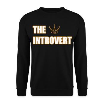 THE INTROVERT – Minimalist & Calm Statement Design - Unisex Sweatshirt - black - Front - Alina (178cm) & Michal (187cm)