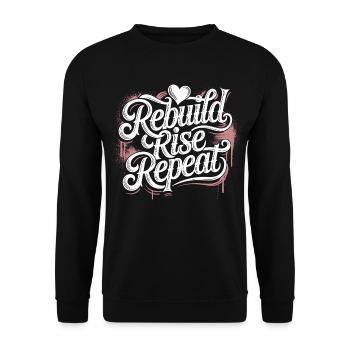 Perseverance Motivation T-Shirt – Power & Focus - Unisex Sweatshirt - black - Front - Alina (178cm) & Michal (187cm)