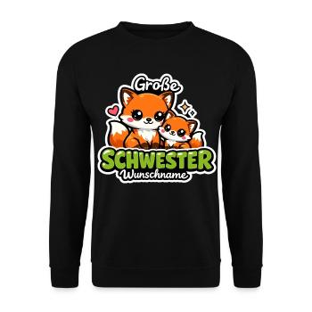 Grande Sœur Cadeau Renards 2026 - Sweat-shirt Unisexe - noir - Devant - Alina (178cm) & Michal (187cm)