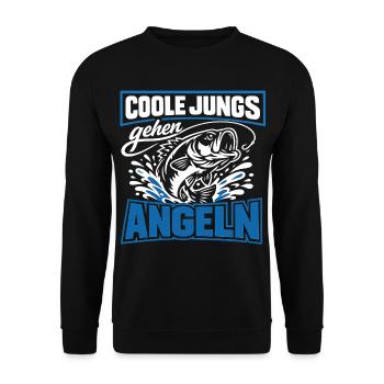 Cool Guys Go Fishing - Unisex Sweatshirt - black - Front - Alina (178cm) & Michal (187cm)