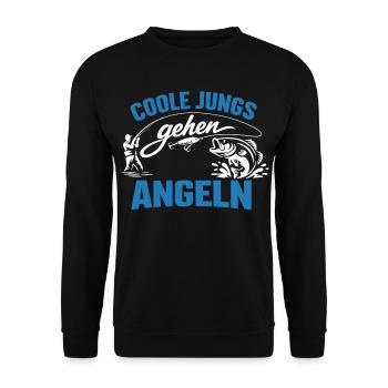angeln coole jungs geschenk männer - Unisex Pullover - Schwarz - Vorne - Alina (178cm) & Michal (187cm)
