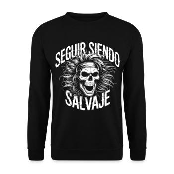 Crâne sauvage en blanc - Sweat-shirt Unisexe - noir - Devant - Alina (178cm) & Michal (187cm)