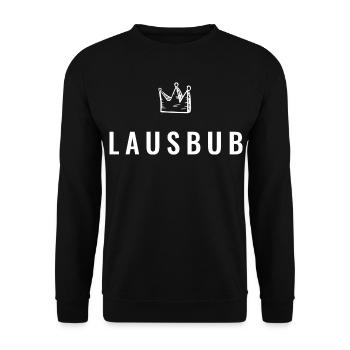 Kleiner Lausbub mit Krone – Frechdachs Edition - Unisex Pullover - Schwarz - Vorne - Alina (178cm) & Michal (187cm)